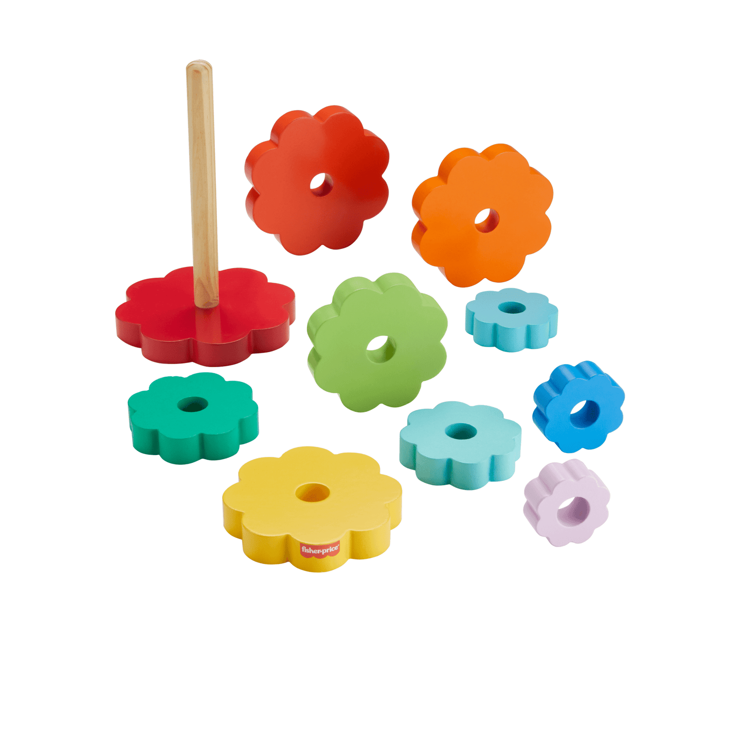 Fisher-Price Empileur D¡¯Anneaux en Bois, Triage, 10 ¨¦l¨¦ments