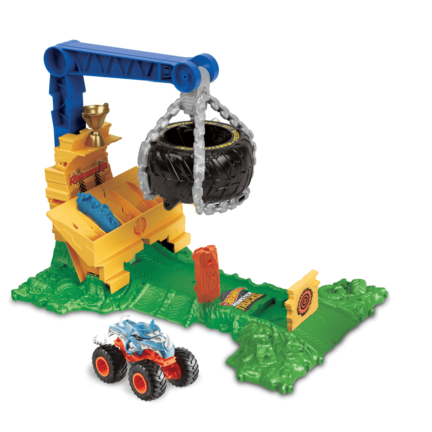 Hw  Monster Trucks  Coffret de Jeu  D¨¦fi ¨¤ Plein Gaz Rhinomite